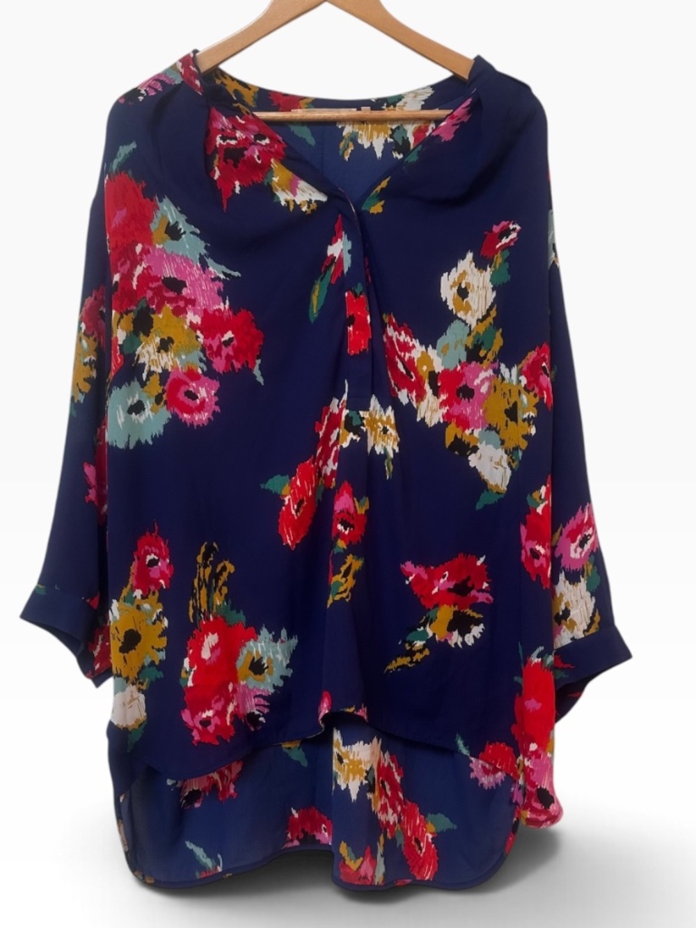 Violet + Claire Blue Floral Oversized Tunic Top Size 3X